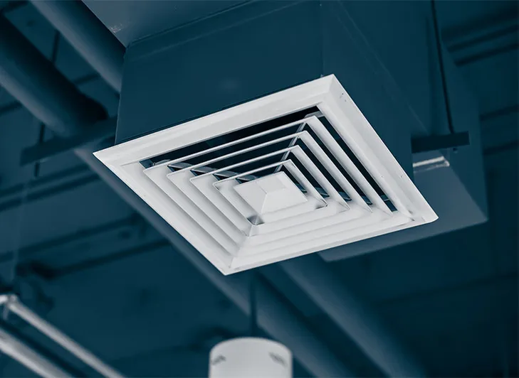 industrial air duct on warehouse ceiling